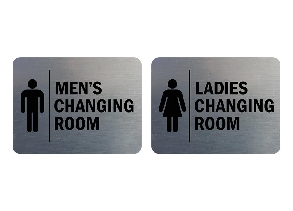 Signs ByLITA classic framed men's and ladies changing room signs in brushed silver for clear labeling