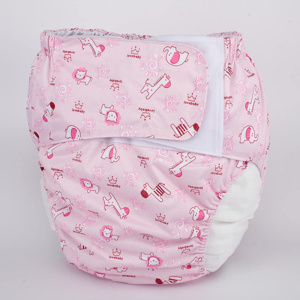 Sigzagor adult diaper pink animals back view showing full coverage and comfort