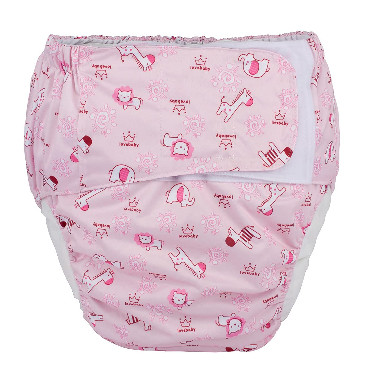 Sigzagor adult diaper pink animals front view for overnight protection and comfort