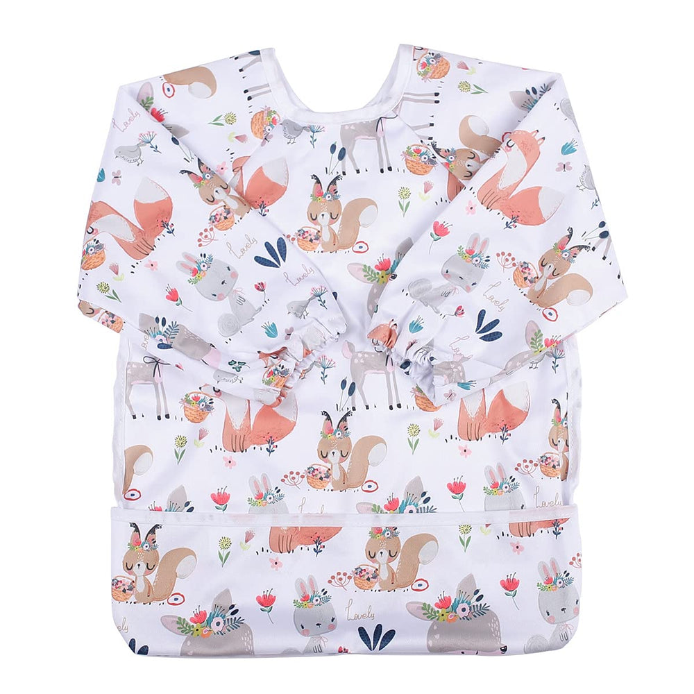 Sigzagor baby bib sleeved shirt with back pocket for easy storage