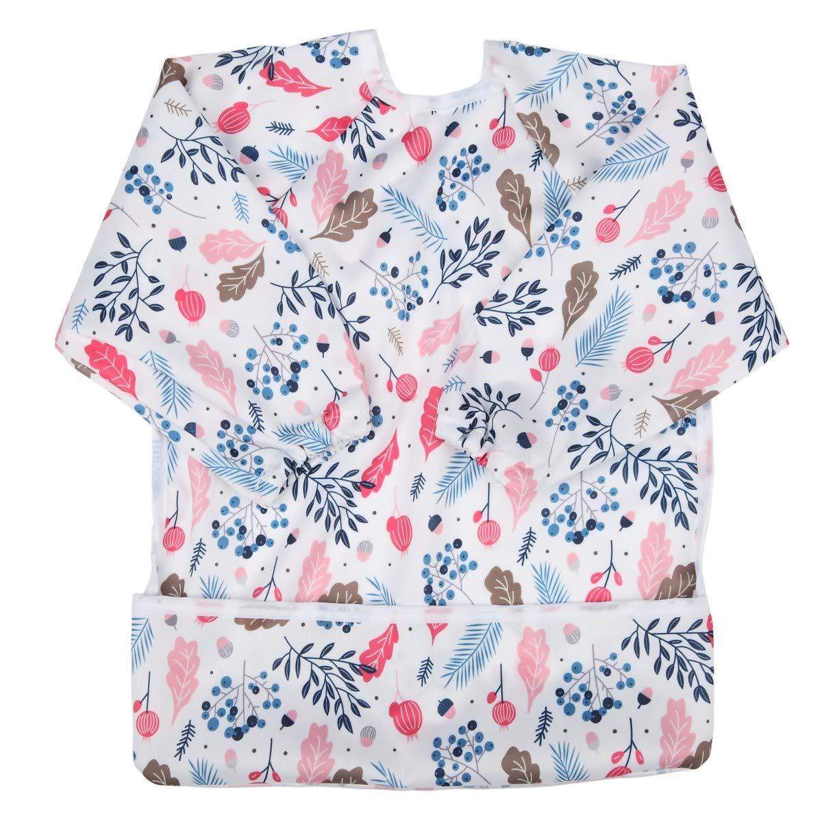 Sigzagor baby bib sleeved shirt with pocket protects clothes during mealtime.