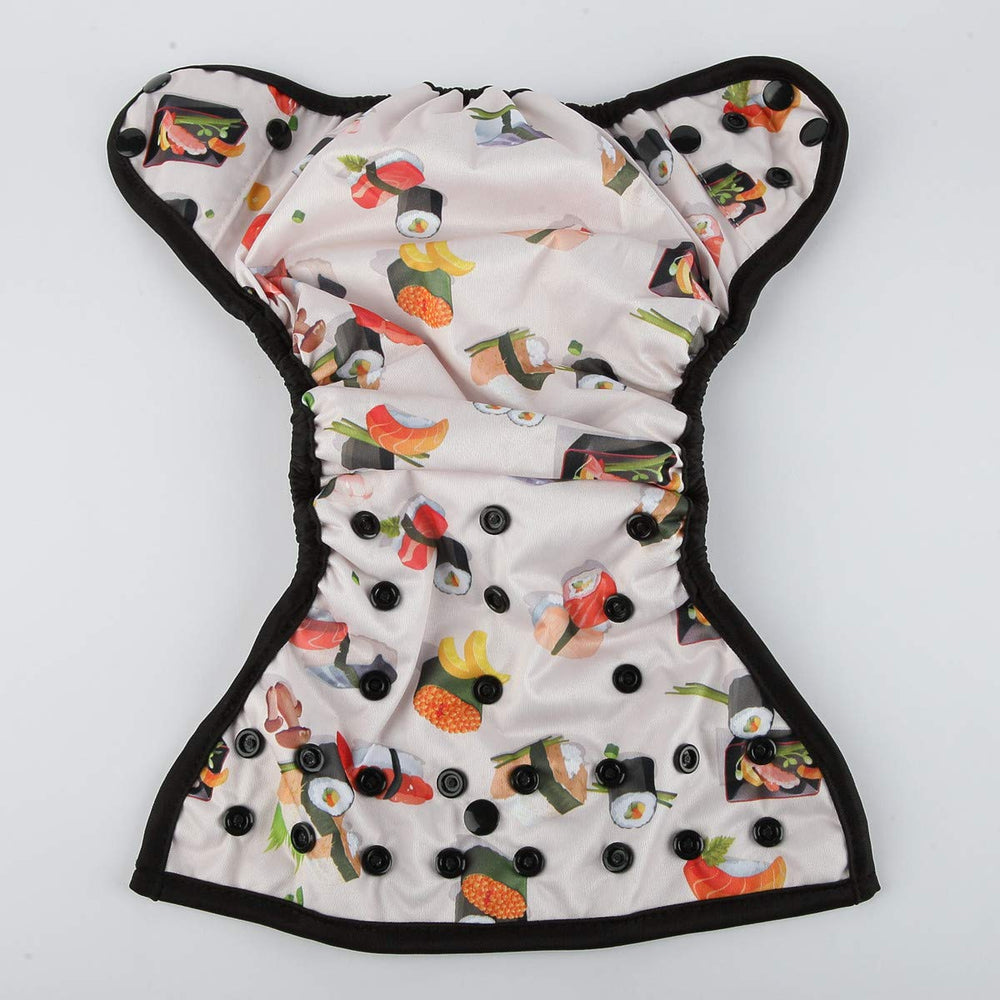 Sigzagor Sushi insert pocket; easy prep with prefolds for versatile diapering.