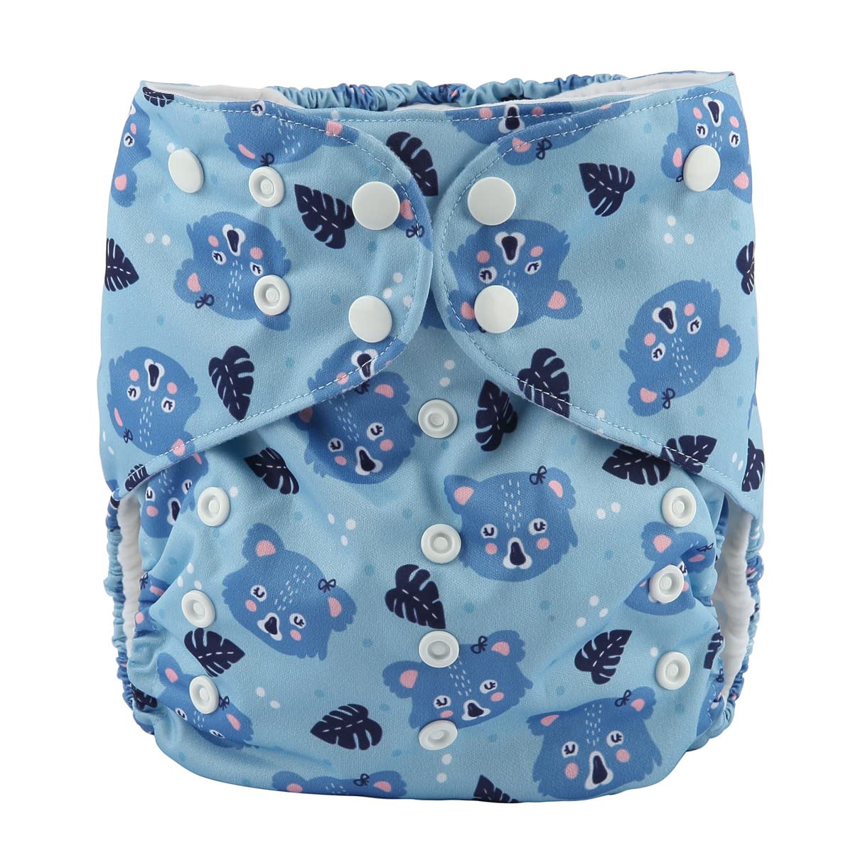 Sigzagor Bears Blue pocket diaper with adjustable size for growing toddlers.