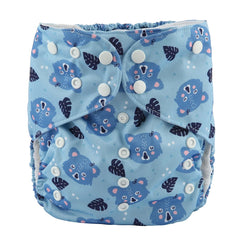 Sigzagor Bears Blue pocket diaper with adjustable size for growing toddlers.