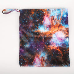 Sigzagor diaper bag with handle, outer-space design, travel-friendly for stroller or bag.