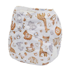 Sigzagor Sleeping Animals diaper hip-snaps closeup highlights secure fit and leak prevention.
