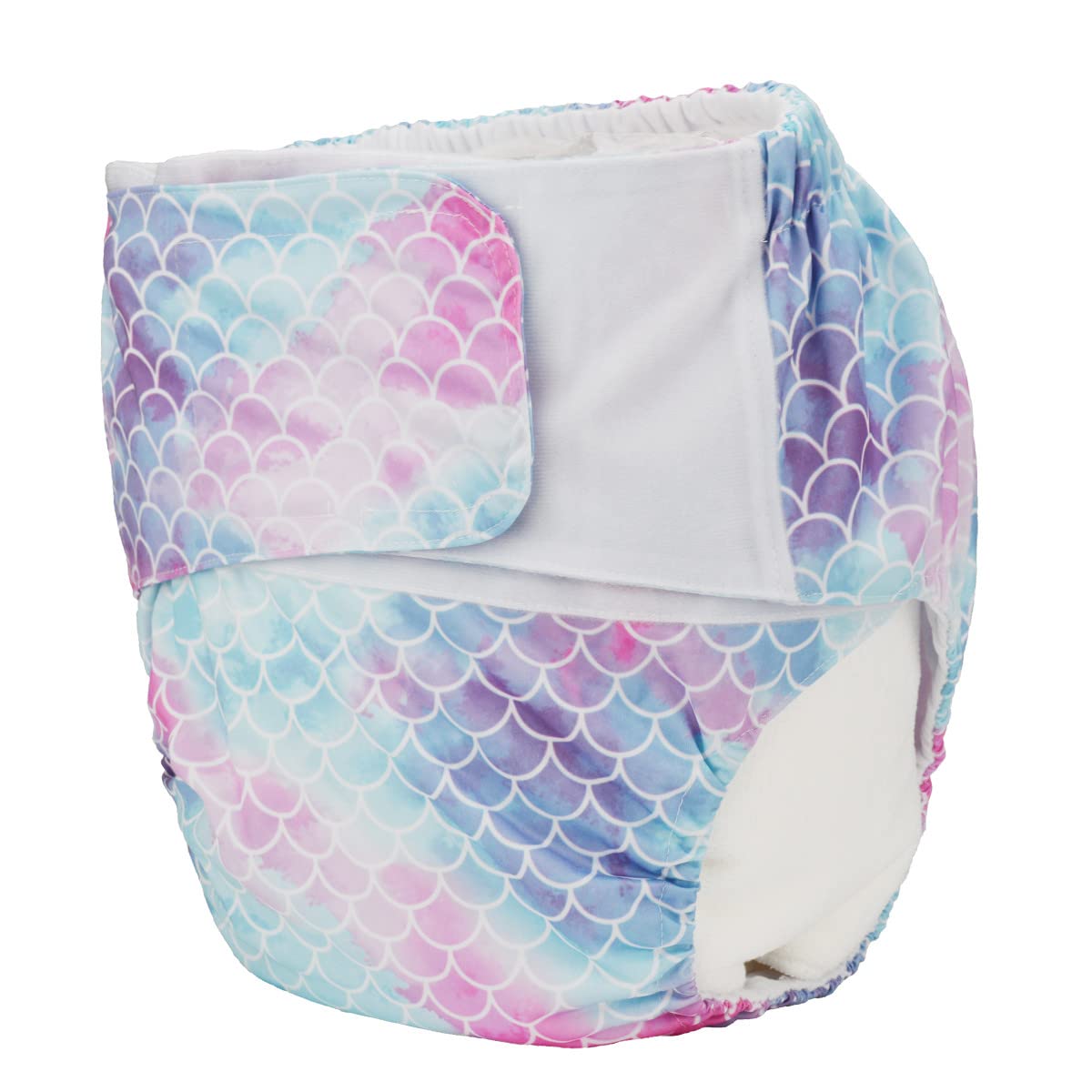 Sigzagor diaper features elastic leg gussets for leak protection