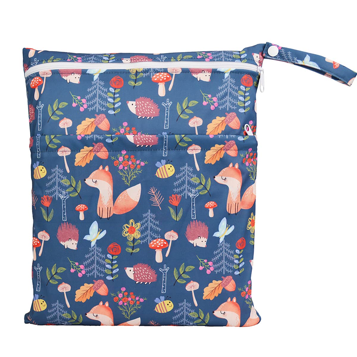 Sigzagor Wet Bag Fox Hedgehog design for on-the-go wet items
