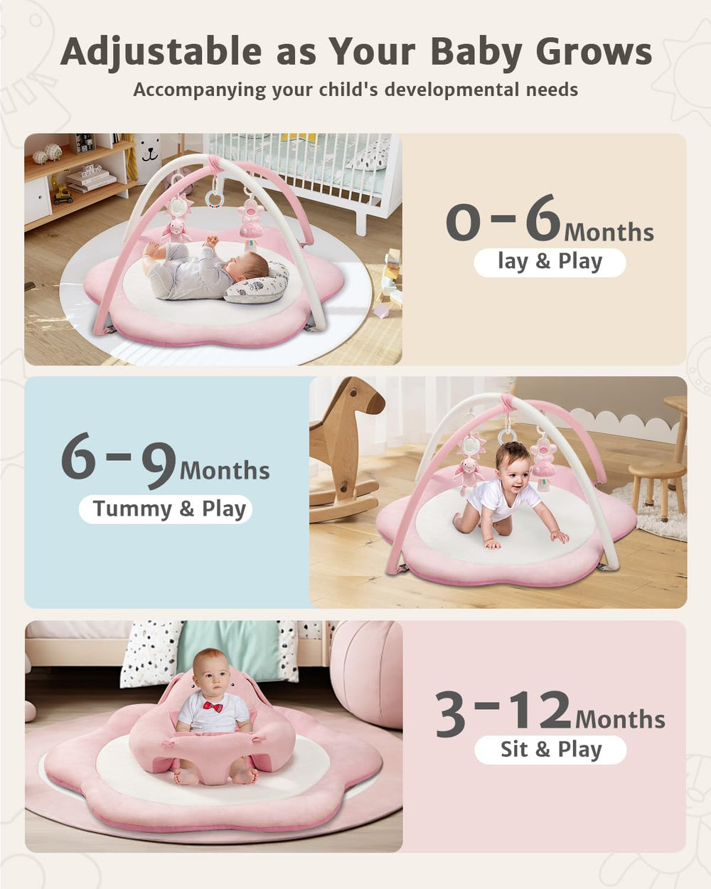 Sihuooo five detachable toys encourage grasping and exploration.