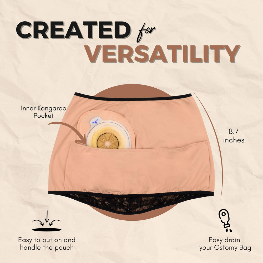 SIIL made in Europe — elegant lace wrap for ostomy wear.