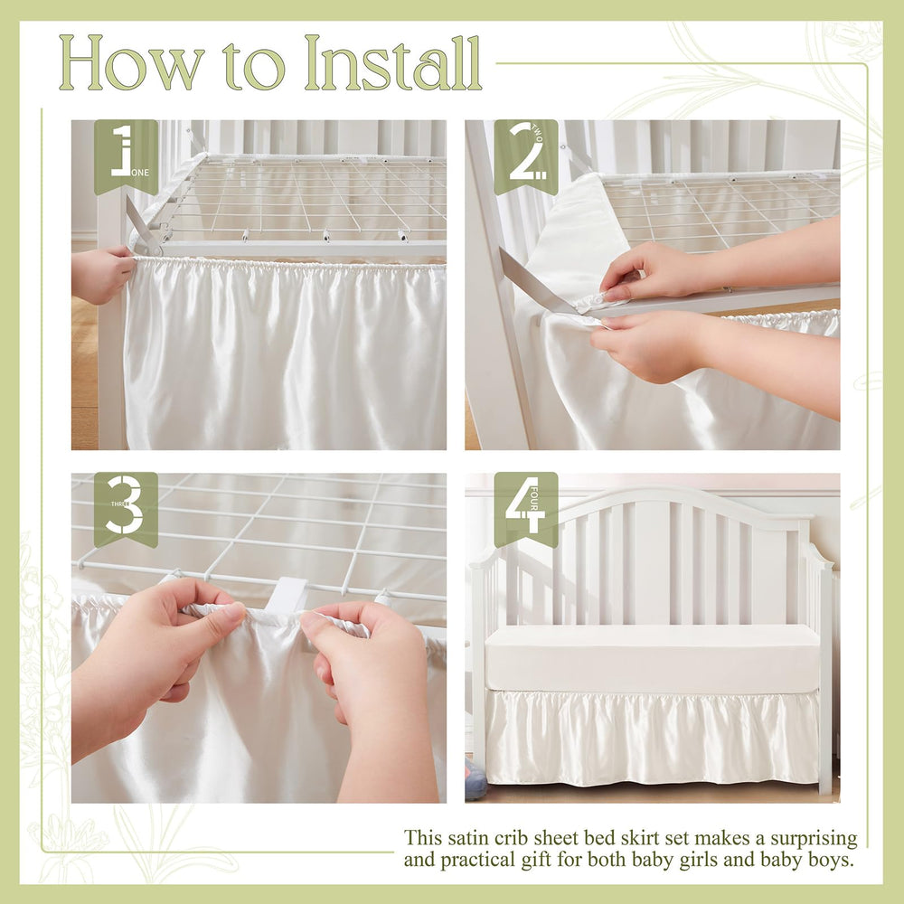 SiinvdaBZX satin crib sheet with elastic edge for secure crib fit.