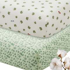 SiinvdaBZX leaf and clovers muslin crib sheet offers ultra-soft breathability for baby sleep