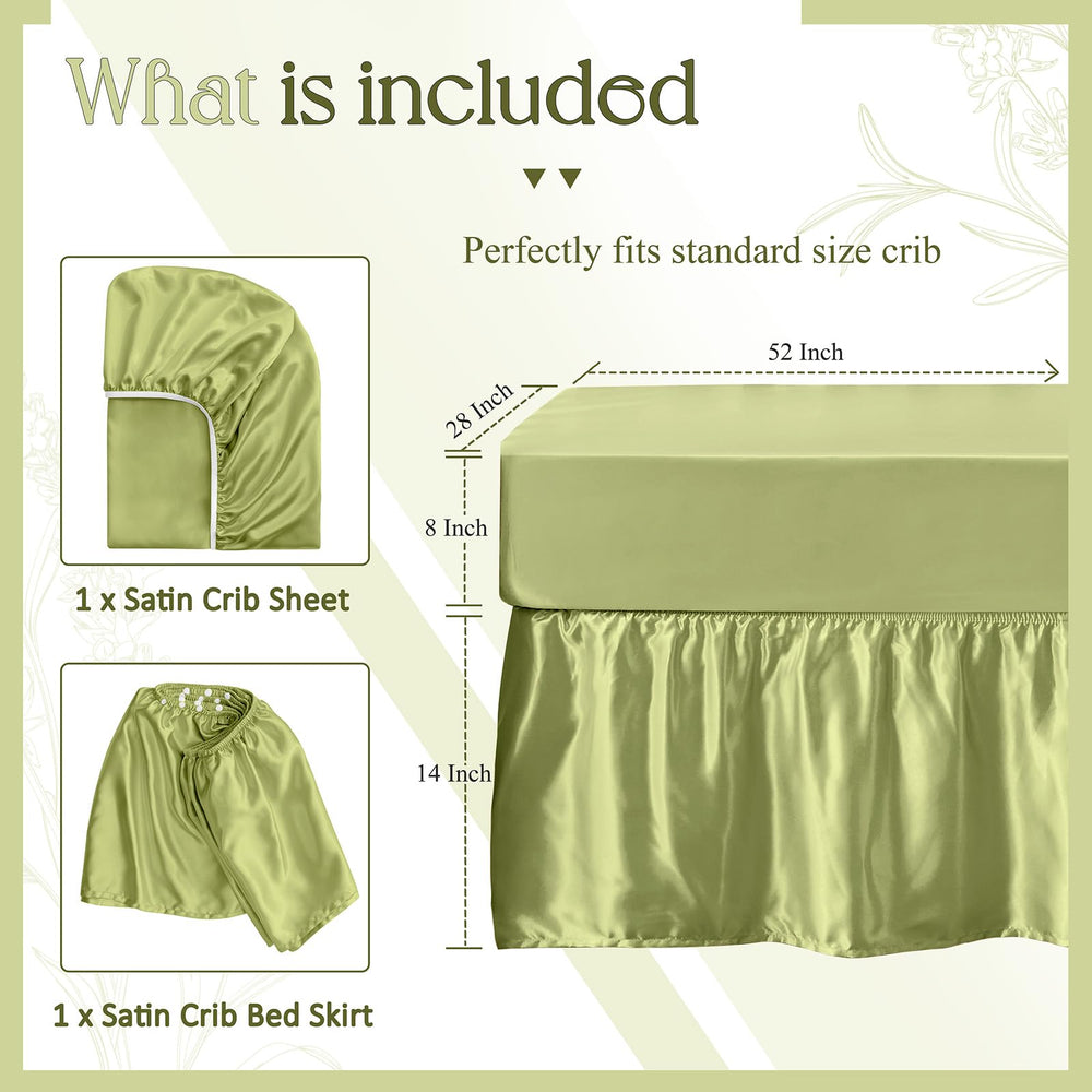 SiinvdaBZX ruffled crib skirt with 14-inch drop adds elegant detail.