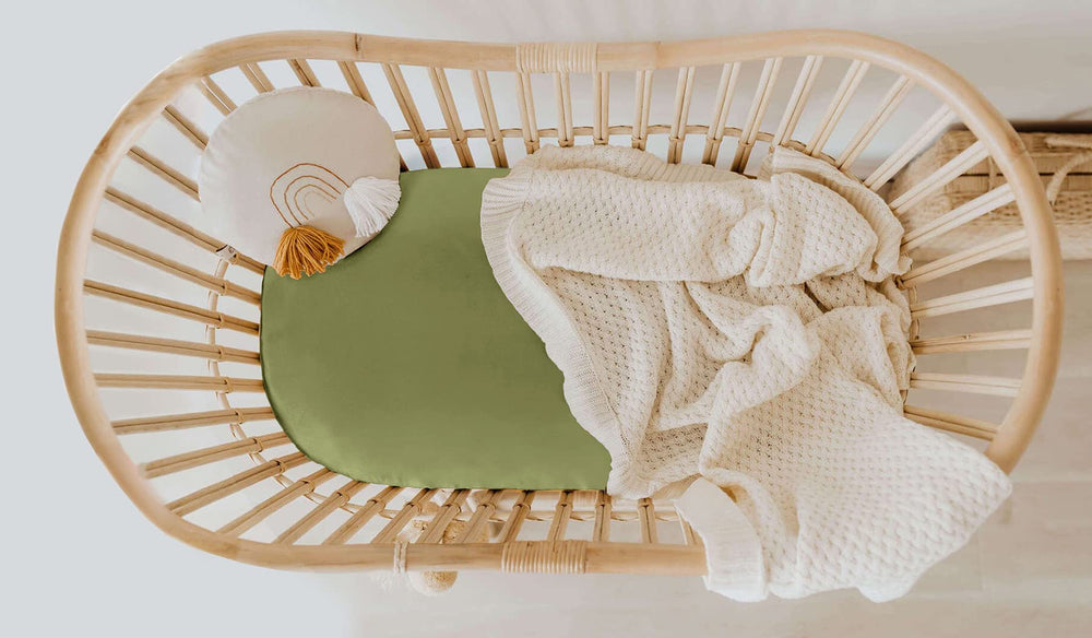 SiinvdaBZX Satin Bassinet Sheet in sage green for seasonal nursery comfort