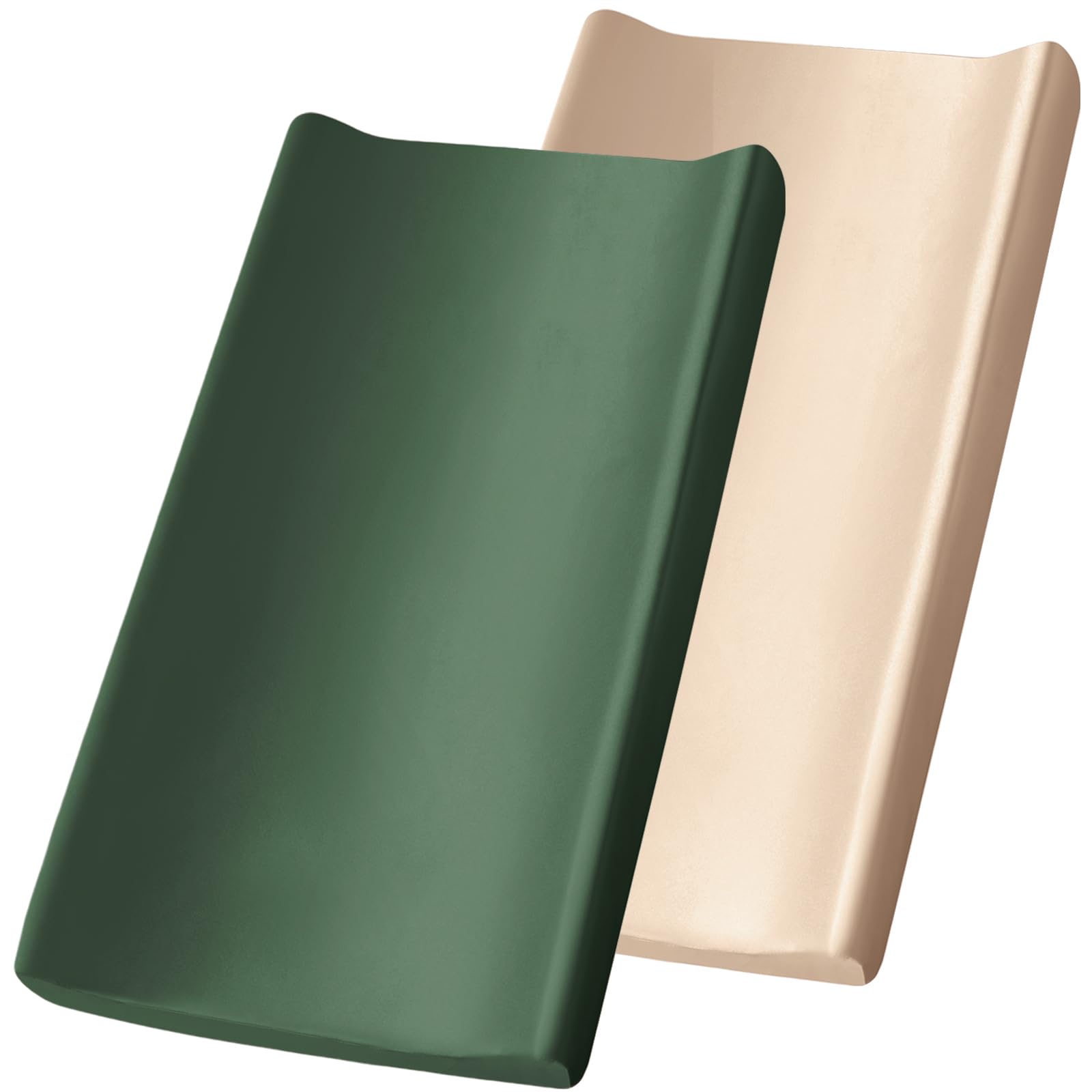 SiinvdaBZX satin changing pad cover set in green and beige for a smooth change