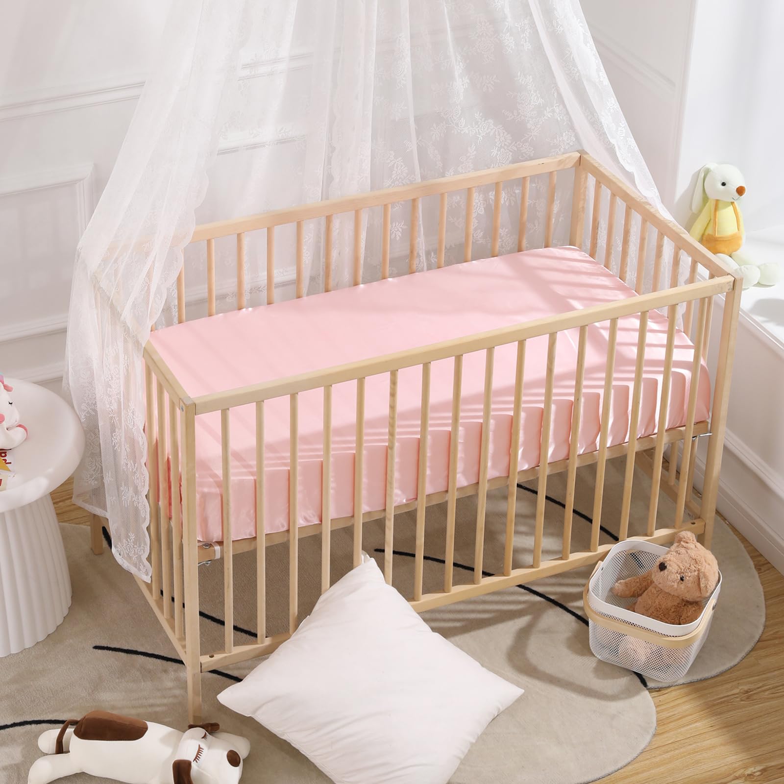 SiinvdaBZX easy-care satin crib sheets machine washable