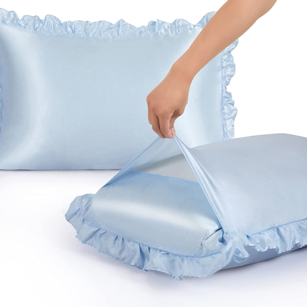 SiinvdaBZX king size 20x40 pillow shams with 2-inch ruffle.