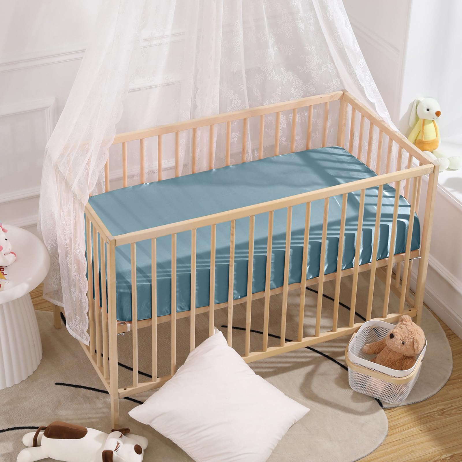 SiinvdaBZX satin sheets fit most playards for easy bedding change.