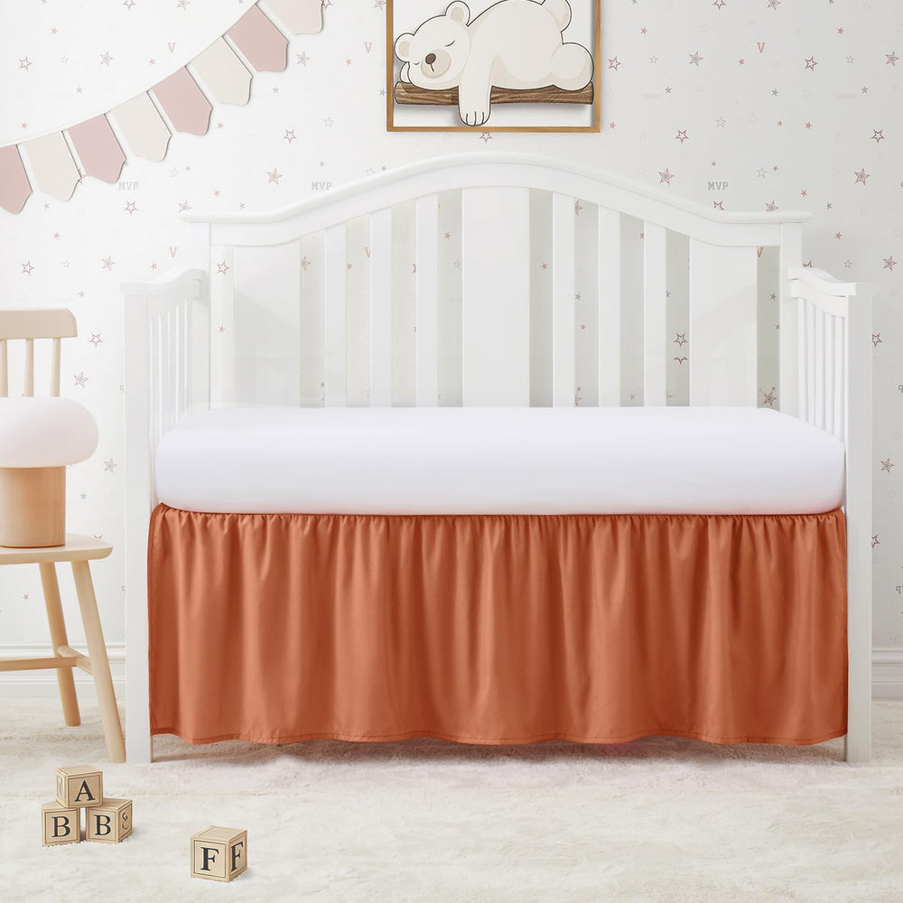 SiinvdaBZX rust orange crib skirt offers full four-sided coverage for easy setup.