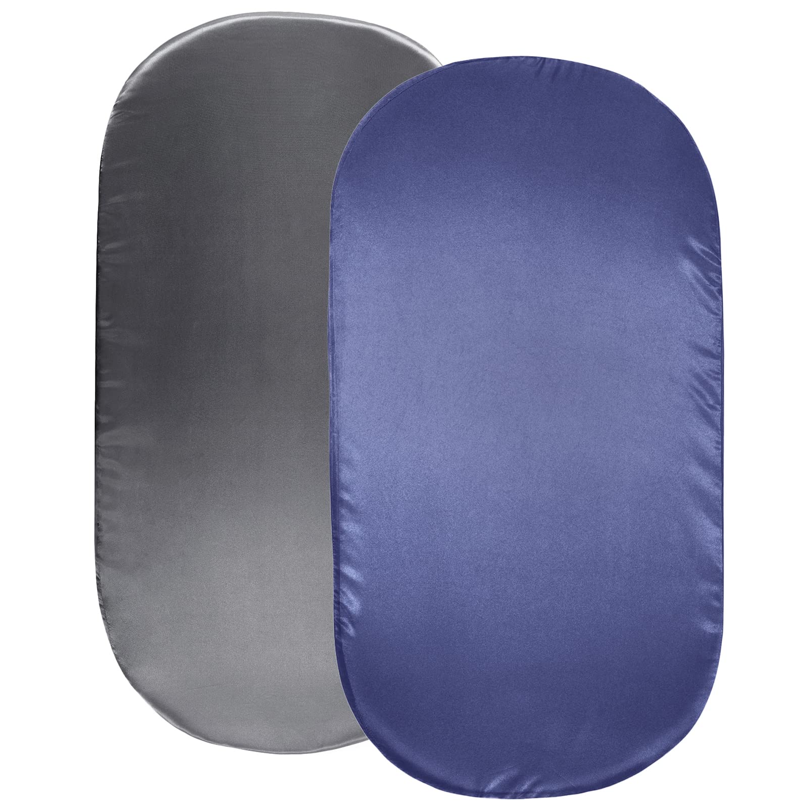 SiinvdaBZX satin bassinet sheets 2-pack in gray and navy, luxuriously soft.