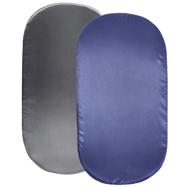 SiinvdaBZX satin bassinet sheets 2-pack in gray and navy, luxuriously soft.
