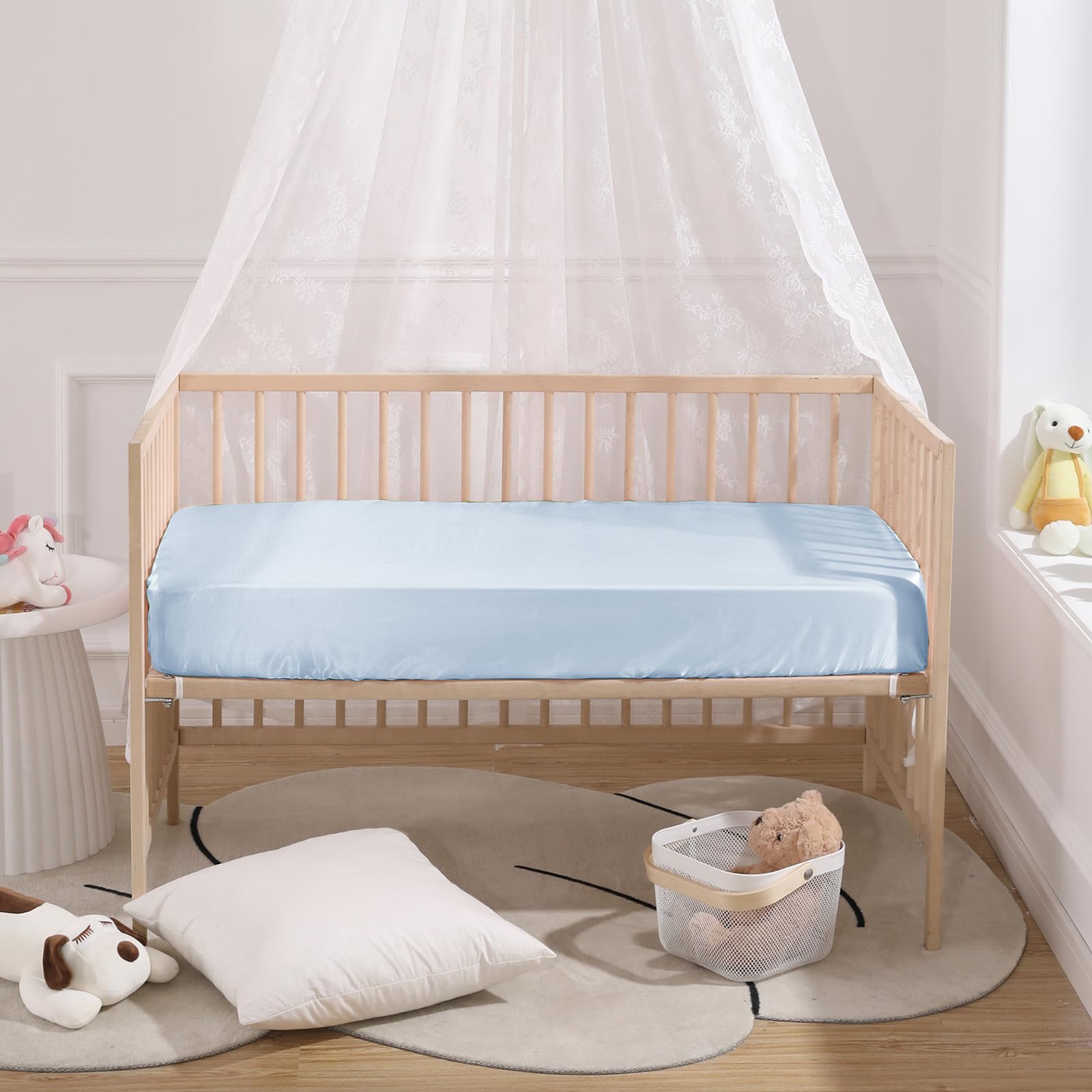 SiinvdaBZX satin crib sheet, easy-care, machine washable