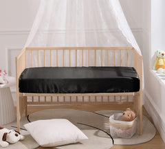 SiinvdaBZX satin crib sheet elastic bottom showcases secure, snug fit