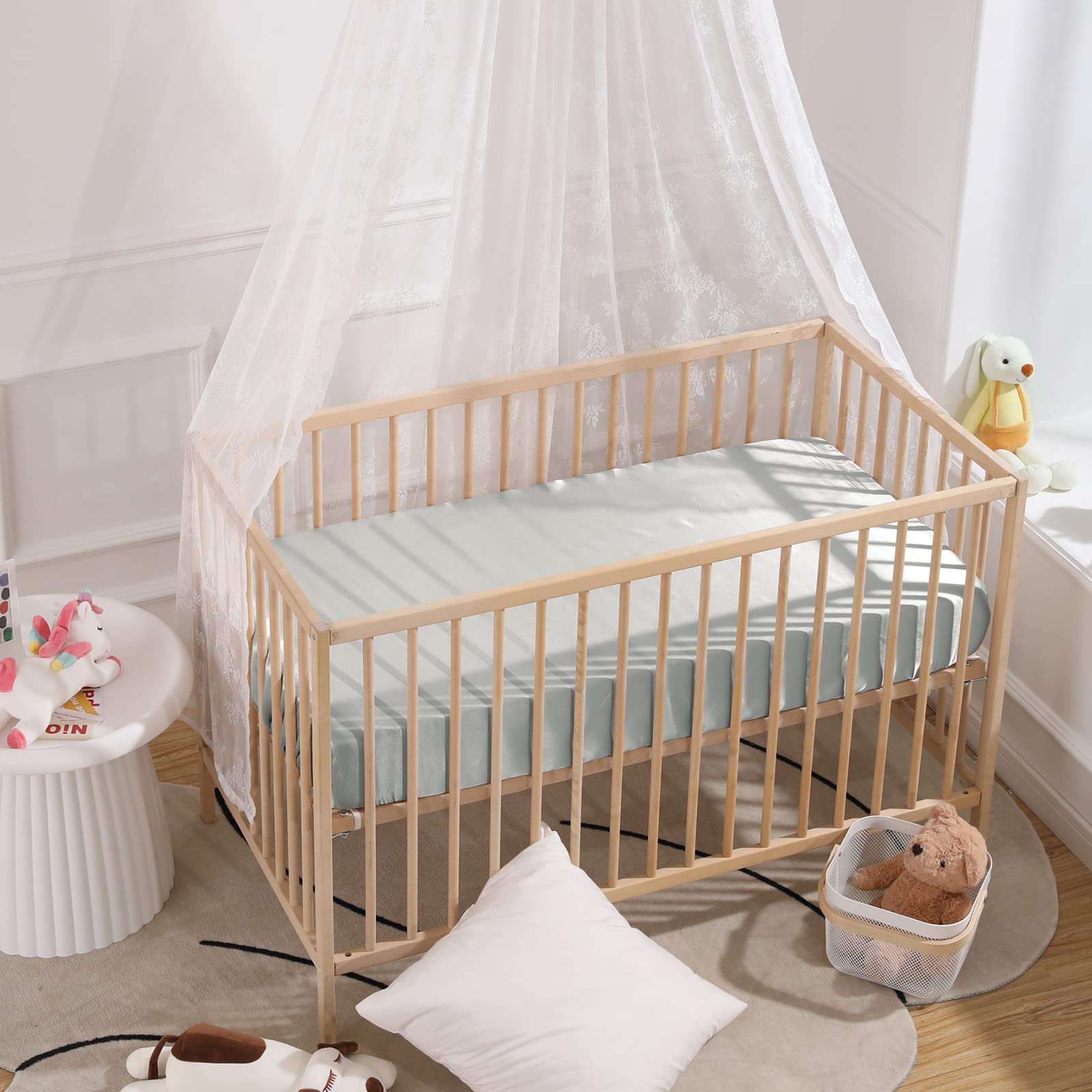 Soft satin surface is gentle on baby's hair and skin