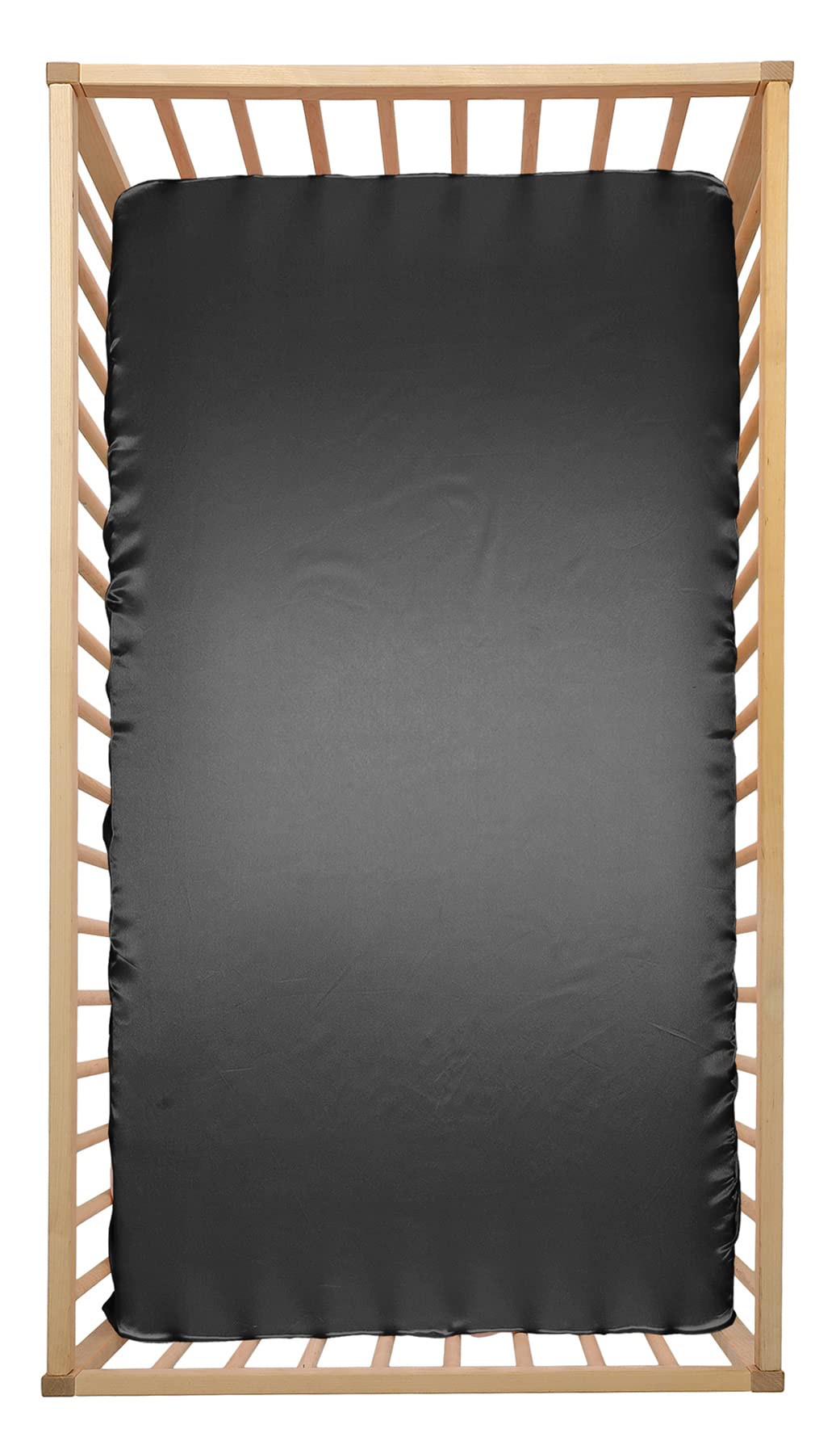 SiinvdaBZX satin mini crib sheet in black, luxurious feel for bedtime
