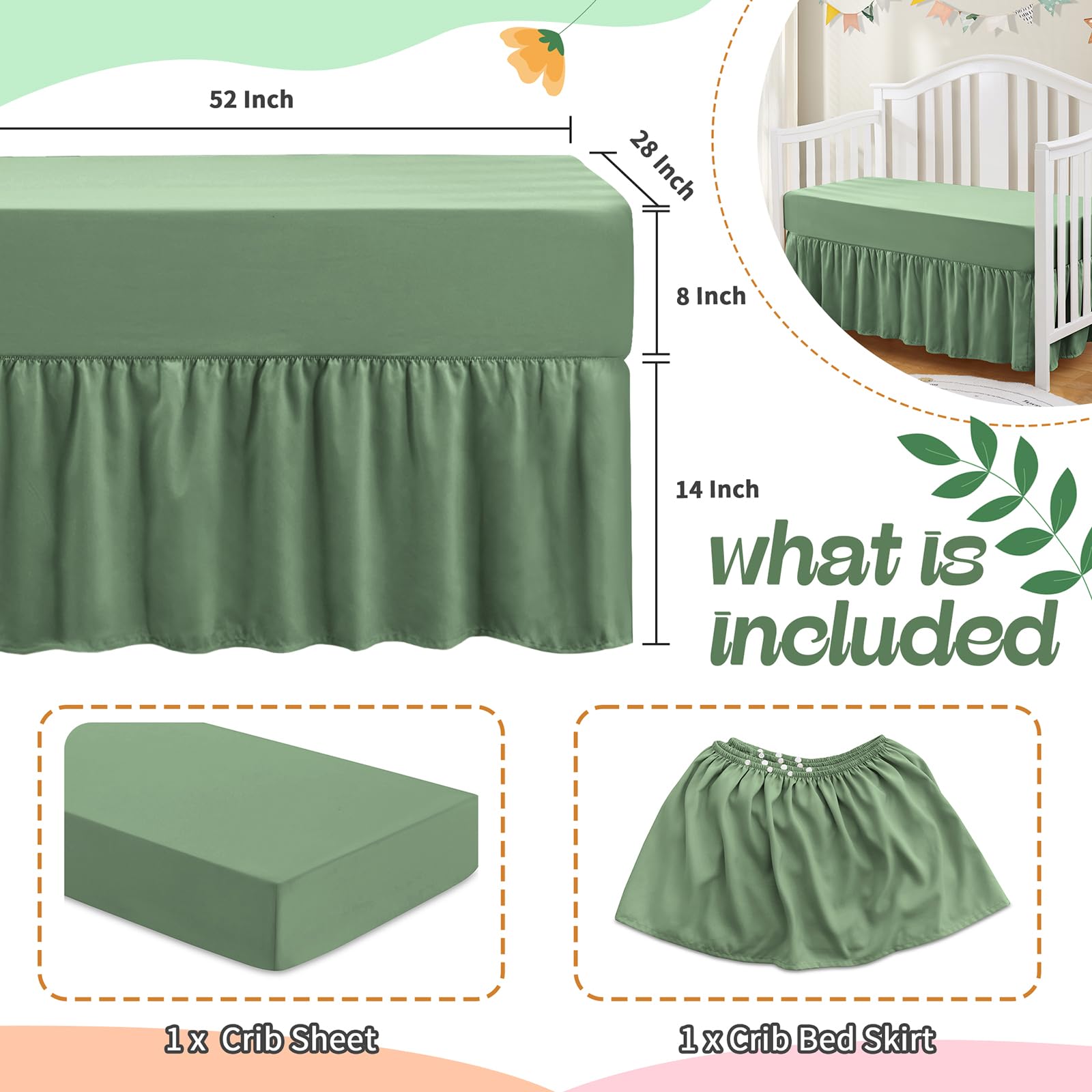 SiinvdaBZX under-crib storage concealment neatly with 14-inch skirt drop