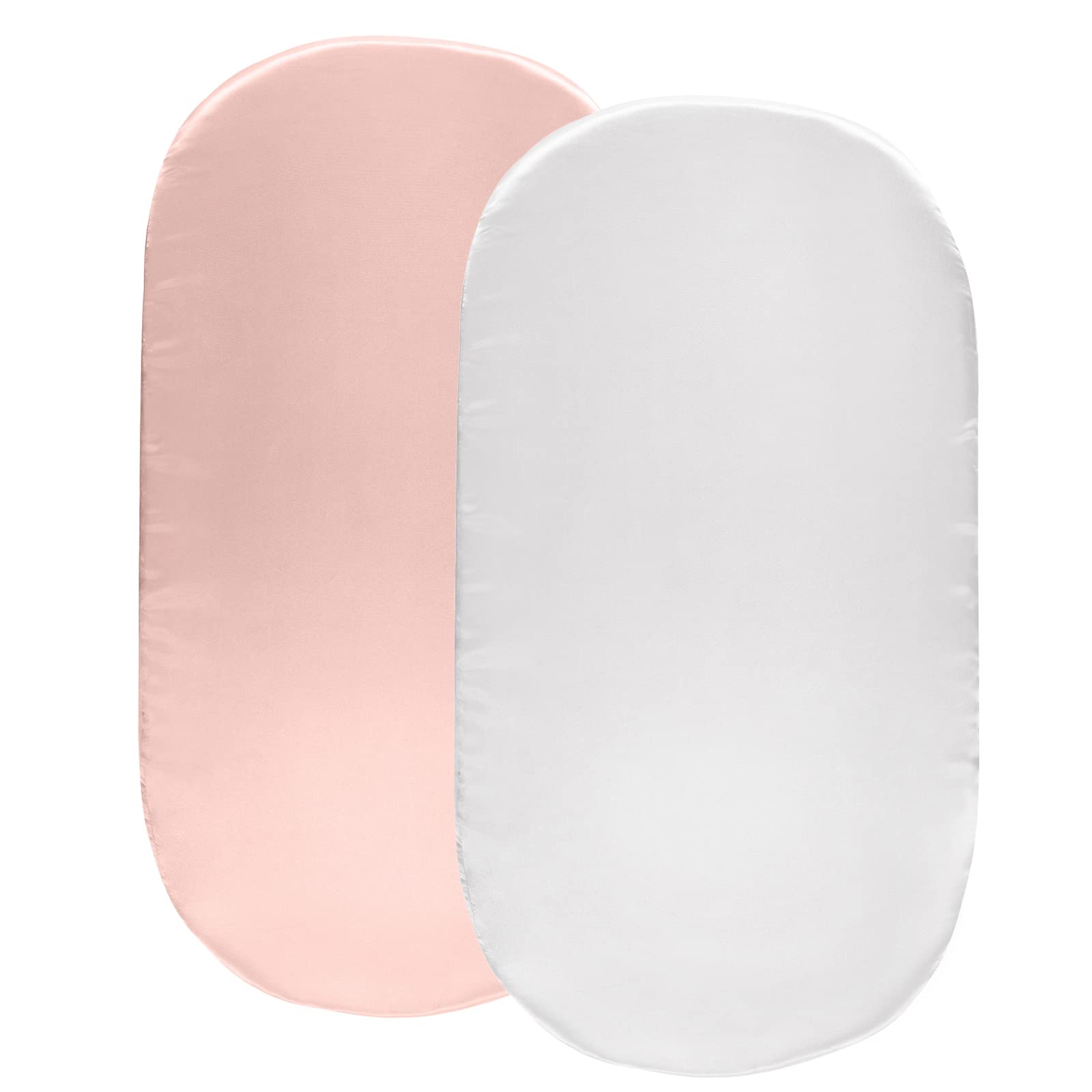 SiinvdaBZX satin bassinet sheets pink and white offer a soft, gentle sleep surface.