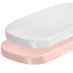 SiinvdaBZX satin bassinet sheets pink white close-up shows silky texture for smooth touch.