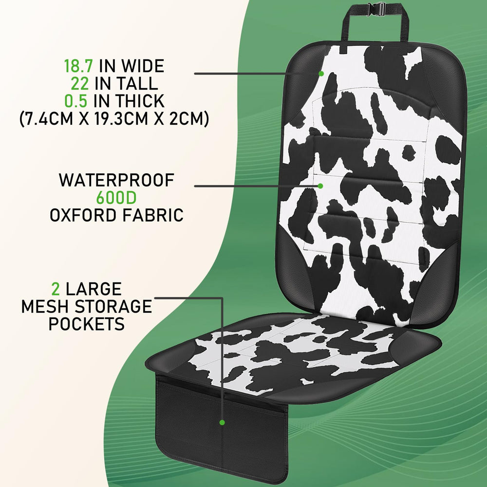 Siivton cow print protector with large mesh storage pocket.