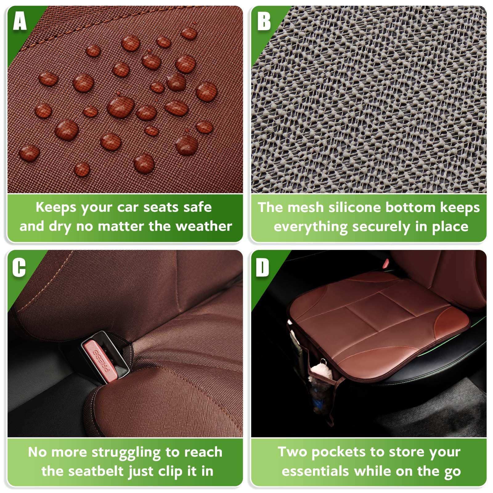 Easy-clean material helps maintain pristine car seats between trips