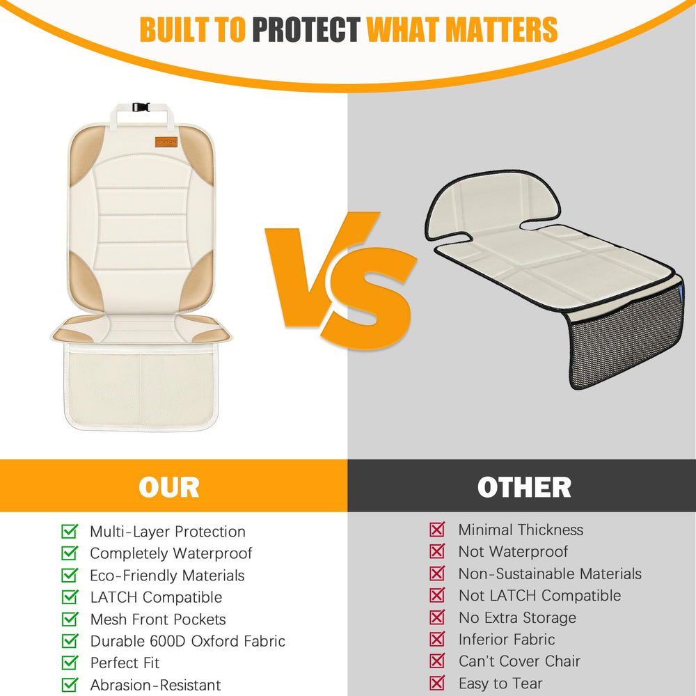 Siivton car seat protector thick-padding adds comfort on long trips.