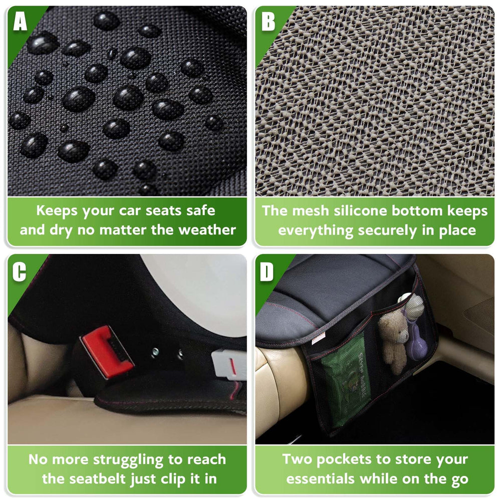 Siivton protector with two mesh pockets for toys and snacks.