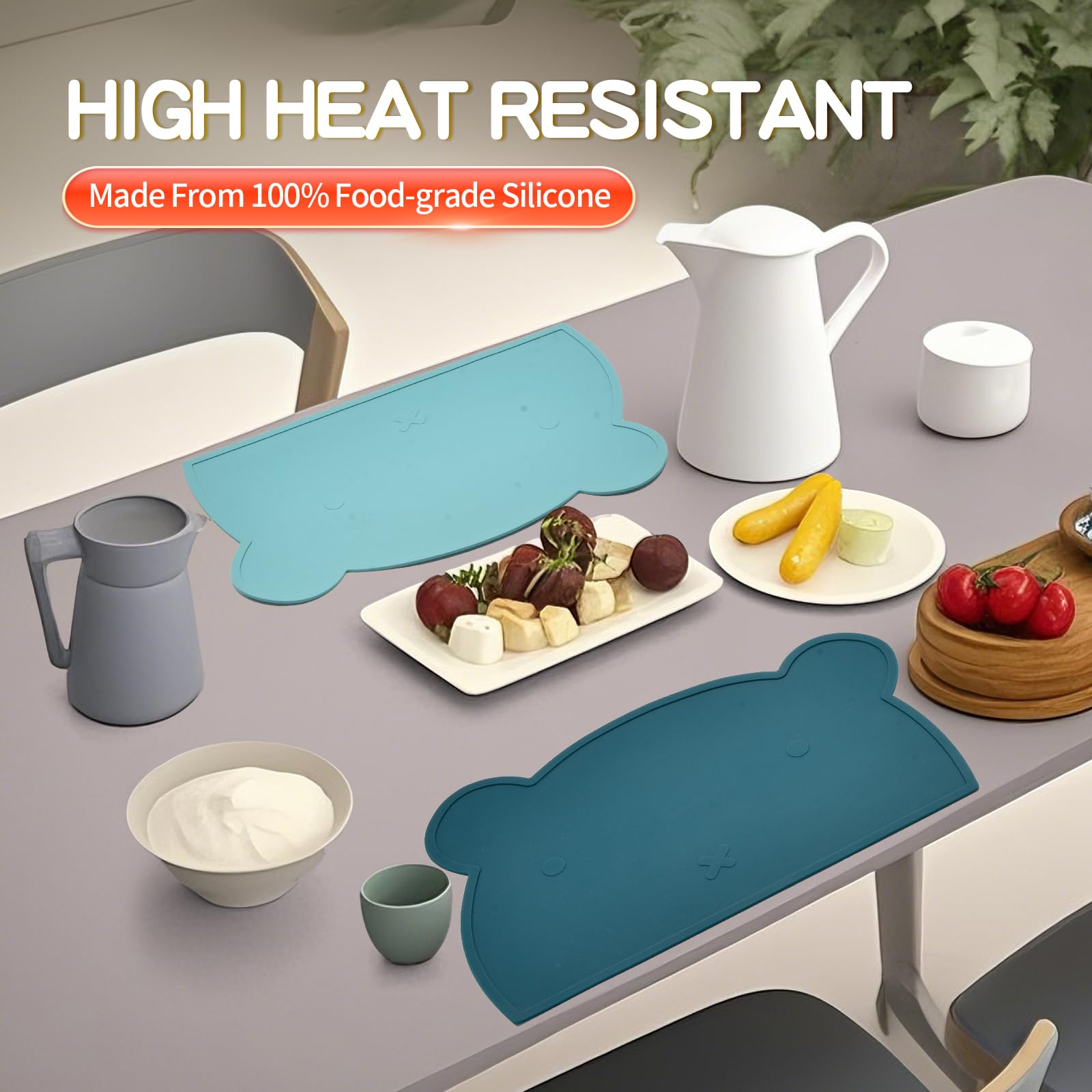 SILI FACTORY blue bear placemat shown in a table setting.