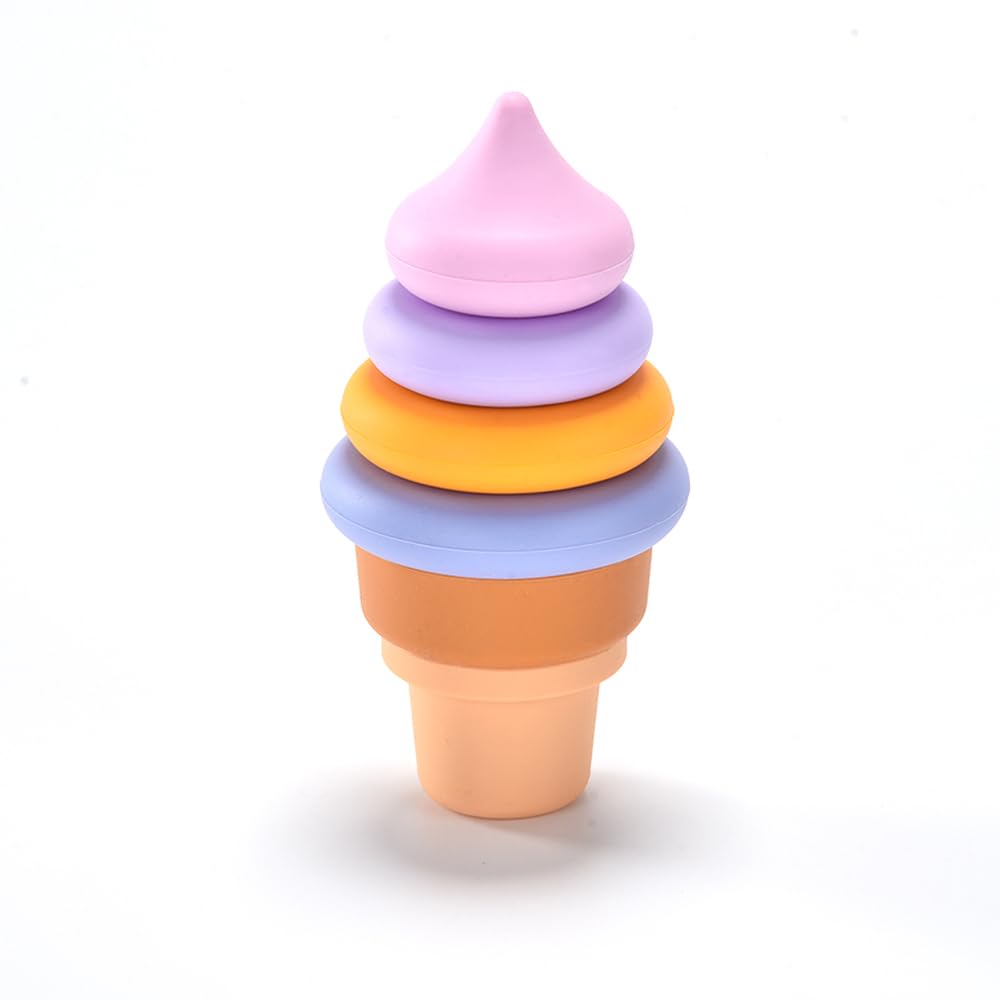 SILI FACTORY silicone ice cream stacking rings blue, supports fine motor development.
