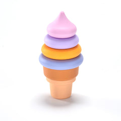 SILI FACTORY silicone ice cream stacking rings blue, supports fine motor development.