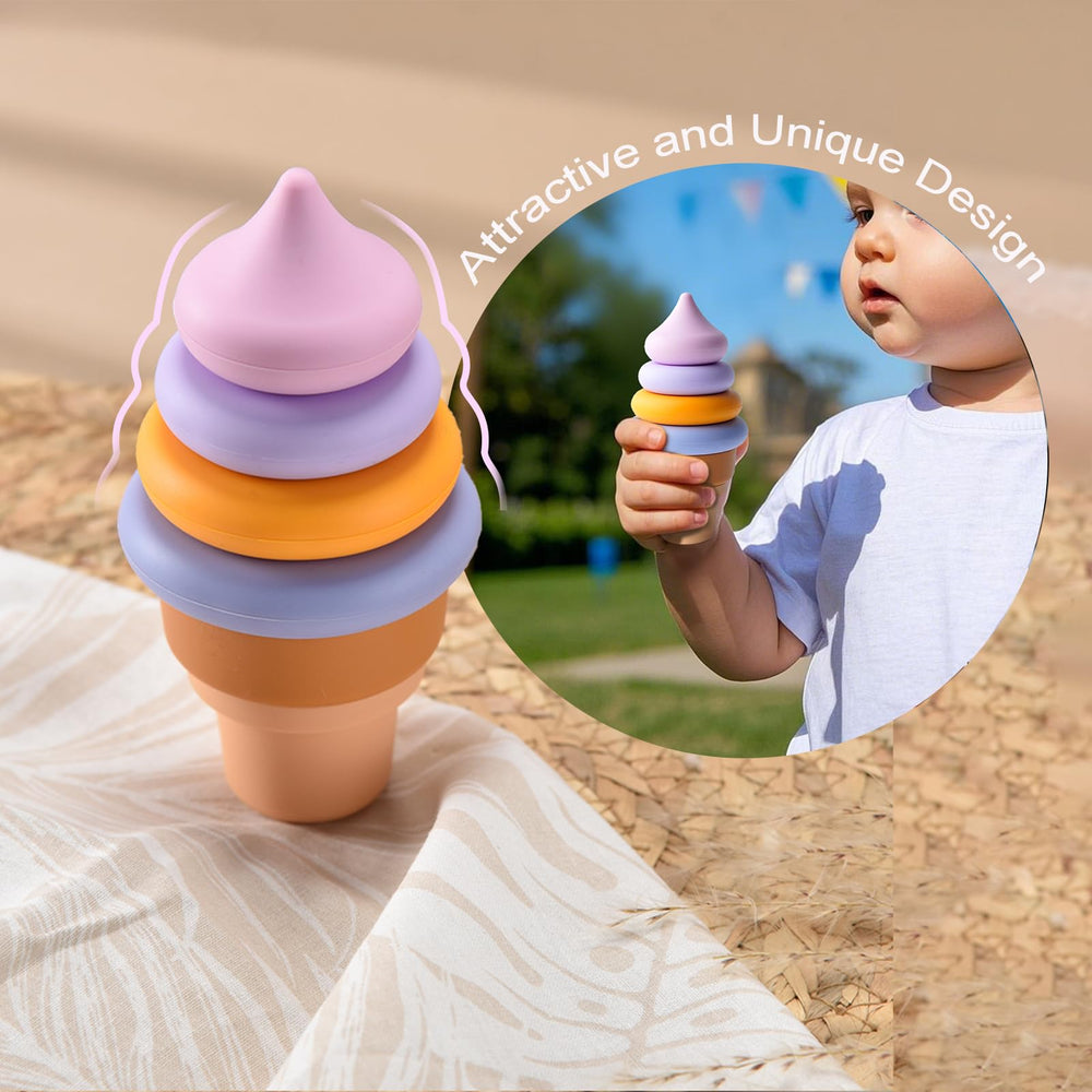SILI FACTORY ice cream rings blue, encourages hand-eye coordination during play.