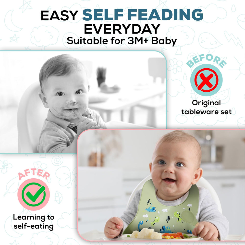 SiliTime dinosaur feeding set pacifier soothes after meals