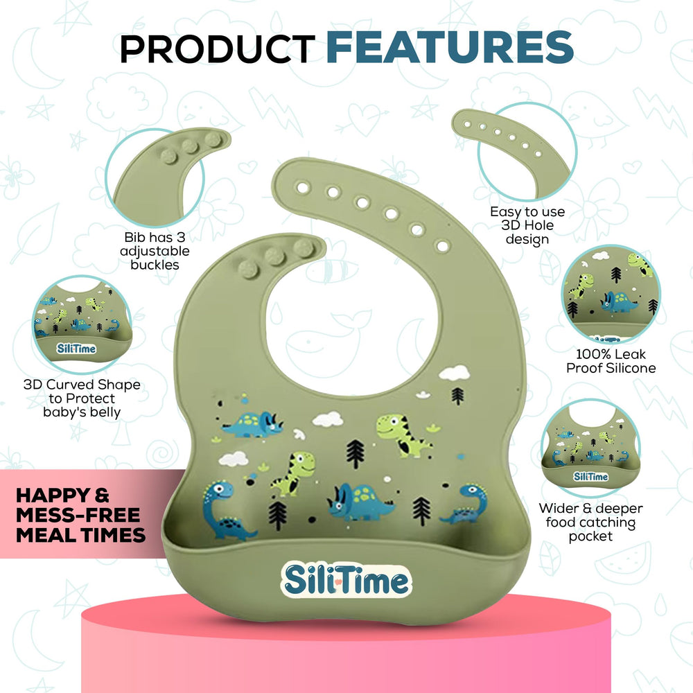 SiliTime dinosaur feeding set spoon offers gentle tips for tiny mouths