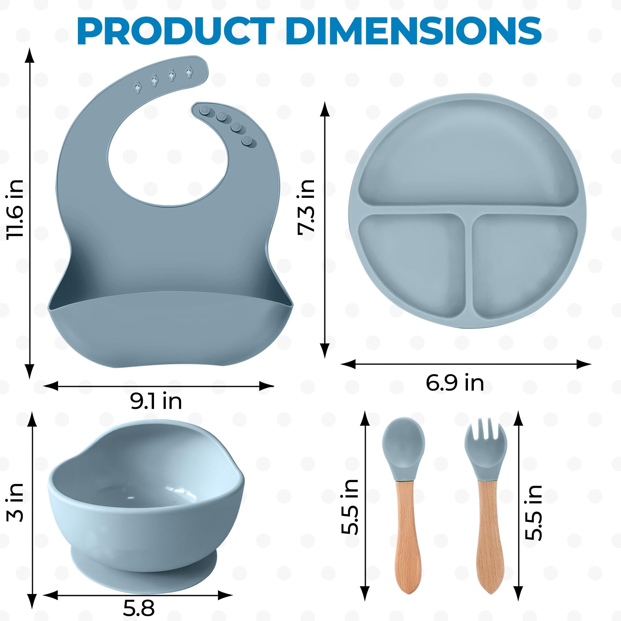 SiliBaby 5-piece set is ideal for home or travel meals.