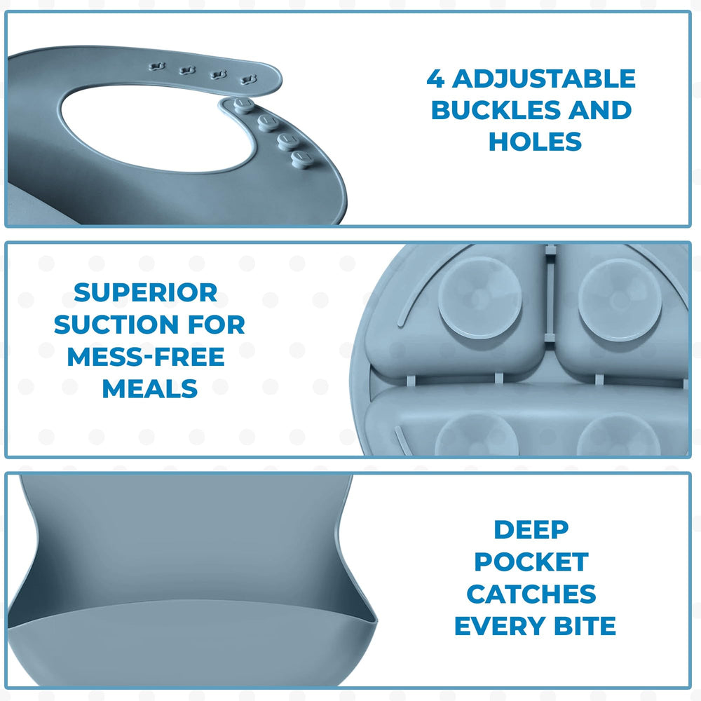 SiliBaby strong suction base reduces spills during meals.