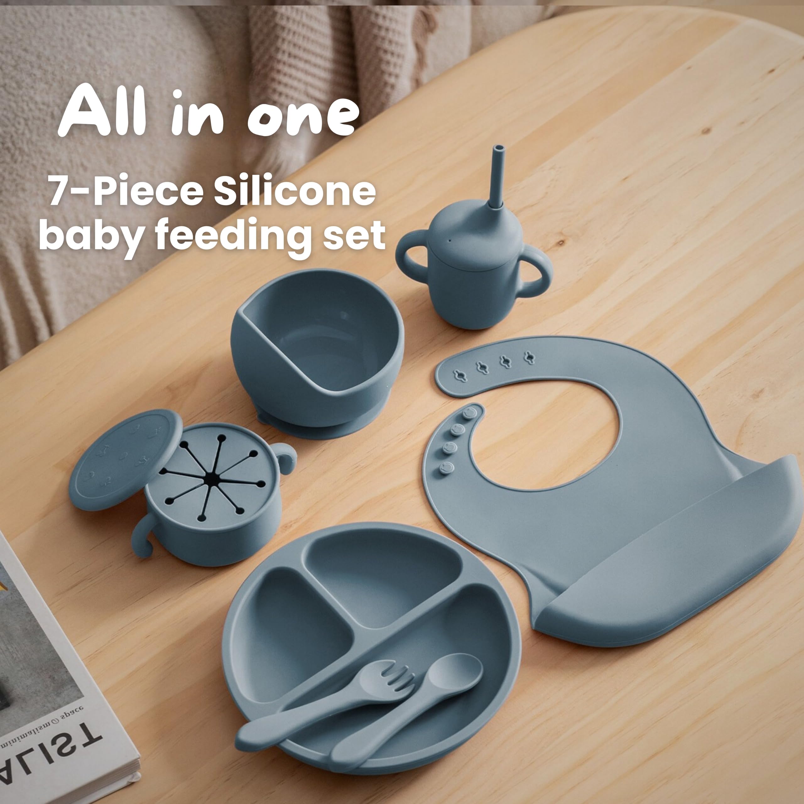 Silicone Baby Feeding Set cup handles improve grip during meals