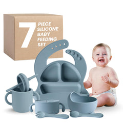 Silicone Baby Feeding Set plate suction on tray enabling mess-free meals