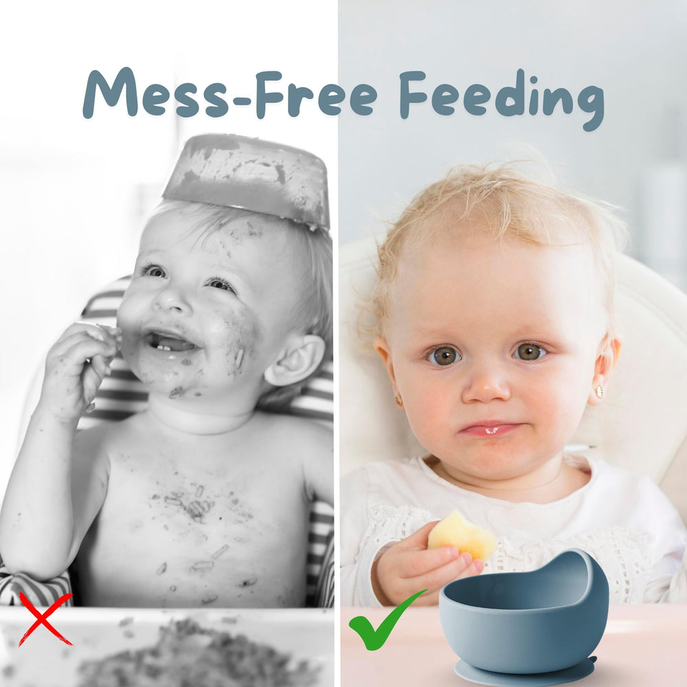 Silicone Baby Feeding Set suction plate on tray during meals