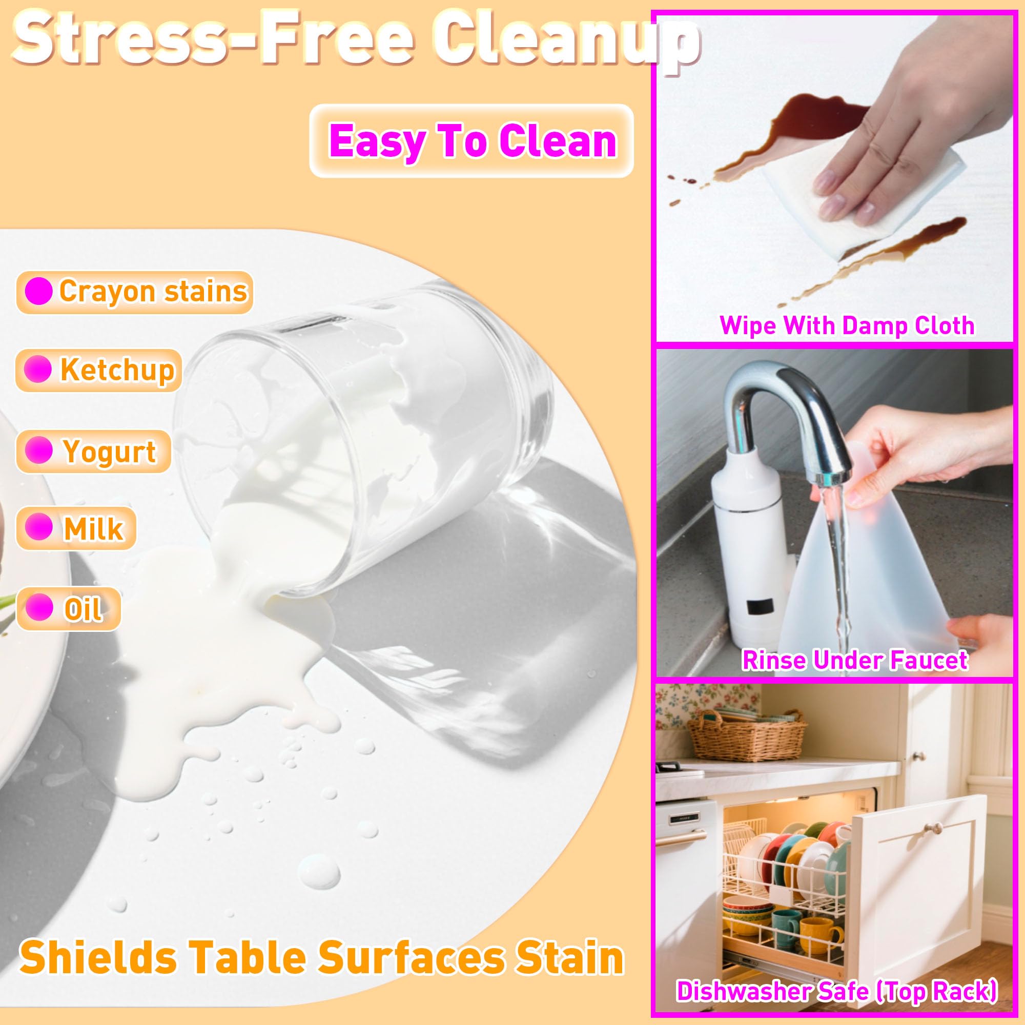 Siliconty placemats rolled flat for easy storage