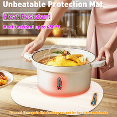 White Siliconty placemat demonstrates heat resistance for hot dishes