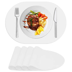 Siliconty oval silicone placemat white top view protects tables from spills